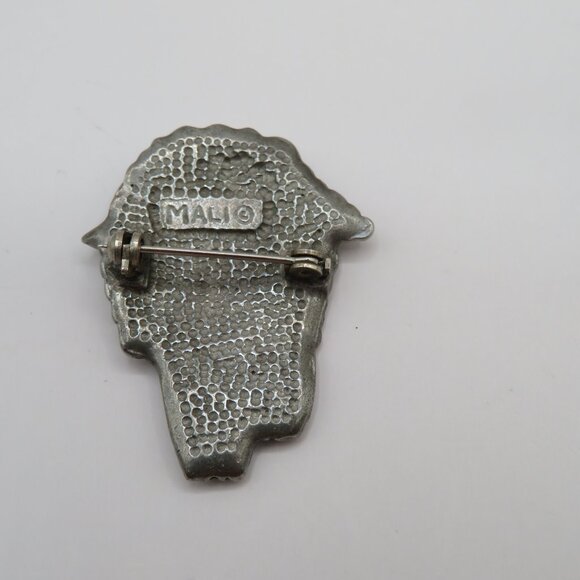 Mali Sheep Brooch Pin Silver Tone - Picture 4 of 6